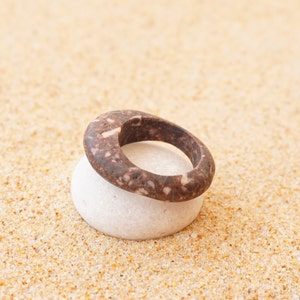 Stone ring, beach pebble ring, natural, raw stone, unique, minimalist, Mediterranean sea stone, beachwear, boho, wearable nature, earthy image 4