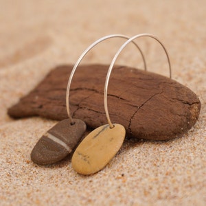 Pebble Earrings, Stone earrings, beach earrings, sea stone earrings, minimalist earrings , Mediterranean earrings , asymmetric earrings, Zen