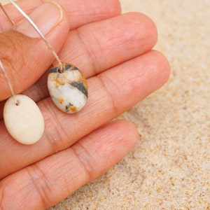Pebble Earrings, Stone earrings, beach earrings, asymmetric earrings, simple earrings, pebbles beach earrings, hoop pebbles, mini pebbles. image 5