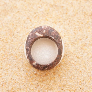 Stone ring, beach pebble ring, natural, raw stone, unique, minimalist, Mediterranean sea stone, beachwear, boho, wearable nature, earthy image 3