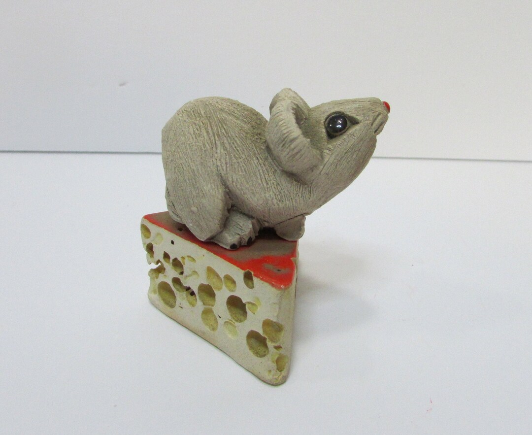 Vintage Artesania Rinconada Mouse Sitting on Chunk of Swiss Cheese ...