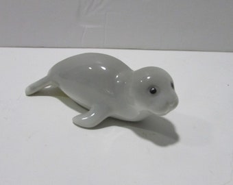 vintage ceramic OMC Japan grey seal figurine ocean marine nautical figure