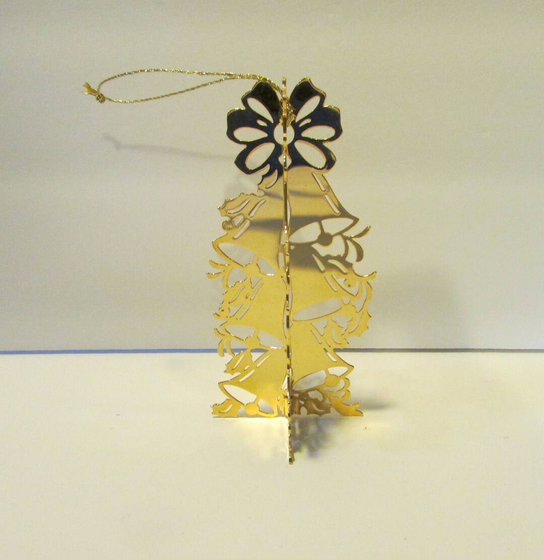 Vintage Danbury Mint Gold Christmas Ornament 1982 Bell Tree