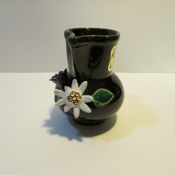 vintage osterr edel kermaik gollico fayence 50 jahre 3d floral small pitcher holder