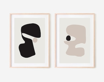 Set of 2 Prints, Abstract Wall Art, Shapes Art Print, Modern Art Print, Minimalist Prints, Printable Wall Art, Boho Bedroom Decor Poster