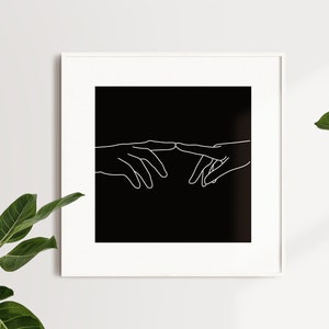 Hands Art Print, Hands Line Art, Hands sketch, Line drawing print, Minimal Wall art, black and white art, digital print, Printable art