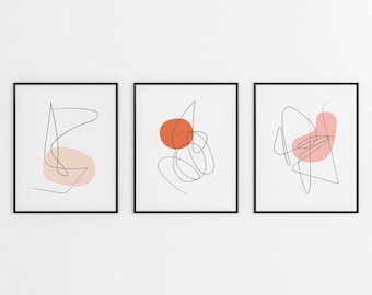 Set of 3 Wall Art, Abstract Minimal Print, Modern Abstract Art, Lines Art, Line art Print, Boho Art, Minimalist art, Printable artwork