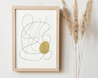抽象線画、線画抽象プリント、印刷可能なアート、抽象壁画、モダンミニマリストポスター、リビングルームの壁装飾