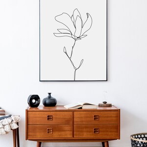 Magnolia Flower One Line Drawing Set of 3, Minimalist Printable Poster ...