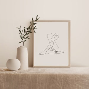 Abstrakte eine Linie Zeichnung, kontinuierliche Linie Kunst, weibliche Figur, Frau Körper Wandkunst, minimalistischeschwarz und weiß Druck, druckbare Poster
