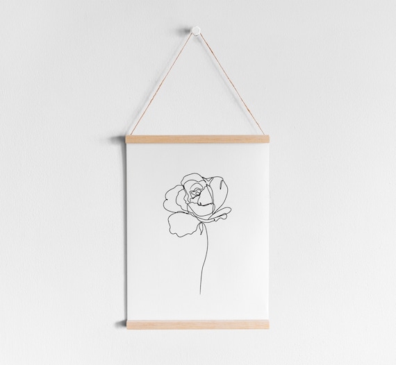 One Line Rose, Rose Drawing Printable, flower Art Print, flower prints, Rose Art Print, Flower Wall Prints, Abstract Minimalist Art