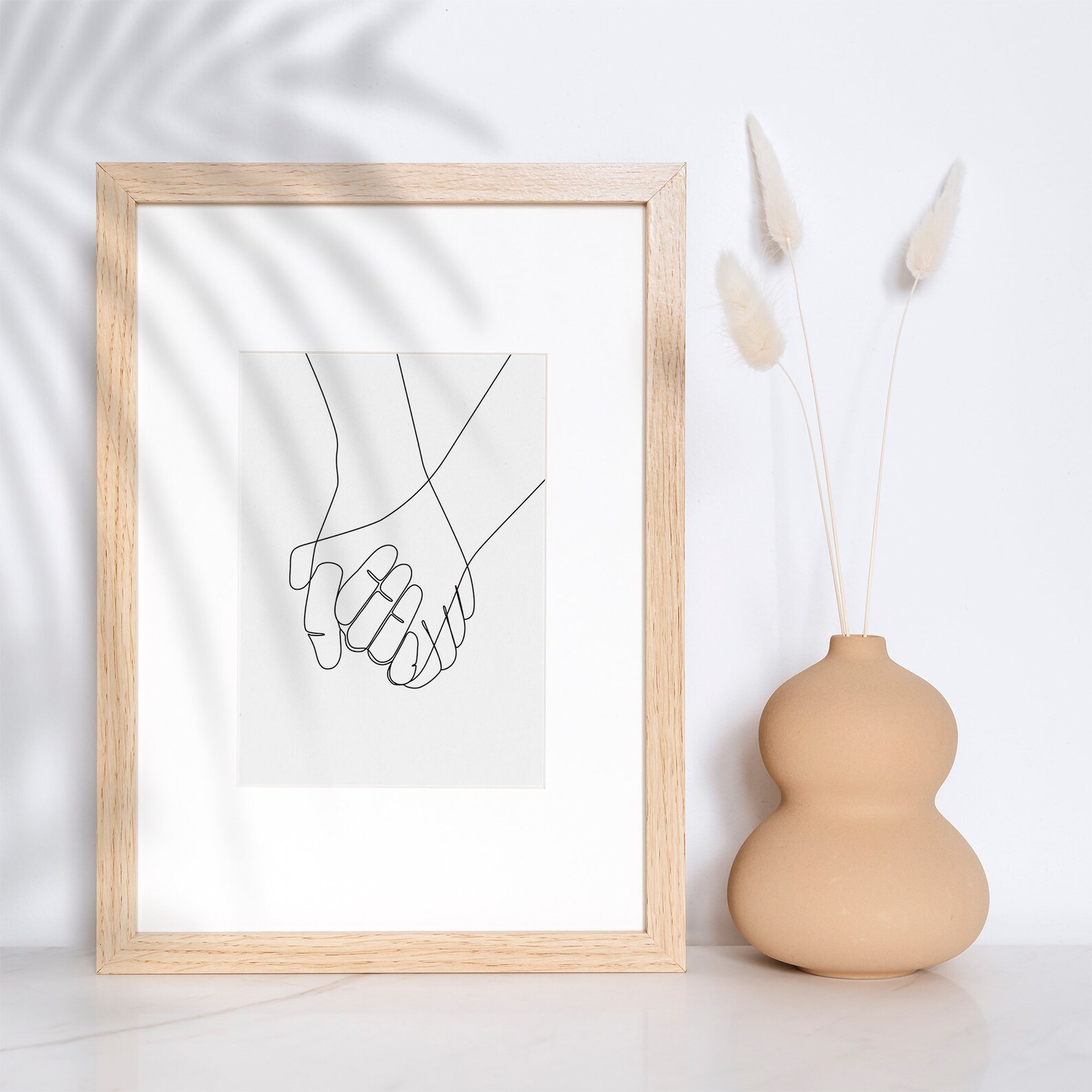 Holding Hands One Line Wall Art, Hands Line Art Print, Abstract Hands