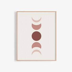 Stampa lunare, Fasi della luna, Modern Minimal Wall Art, Stampa lunare minimalista, arte murale stampabile, arredamento boho camera da letto, poster di luna astratta