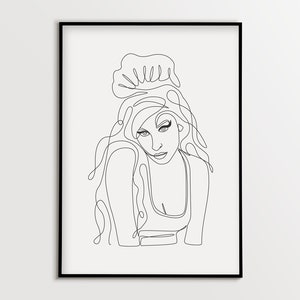 Amy Winehouse portrait, Amy Winehouse art, Amy Winehouse poster, Amy Winehouse One line drawing, Pribtable art, Instant download