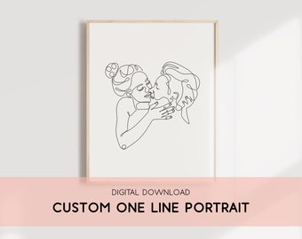 Custom One Line Portrait, Personalized One Line Drawing, One Line Drawing Art Print, Drawing From Photo, Personalized Gift, Digital File