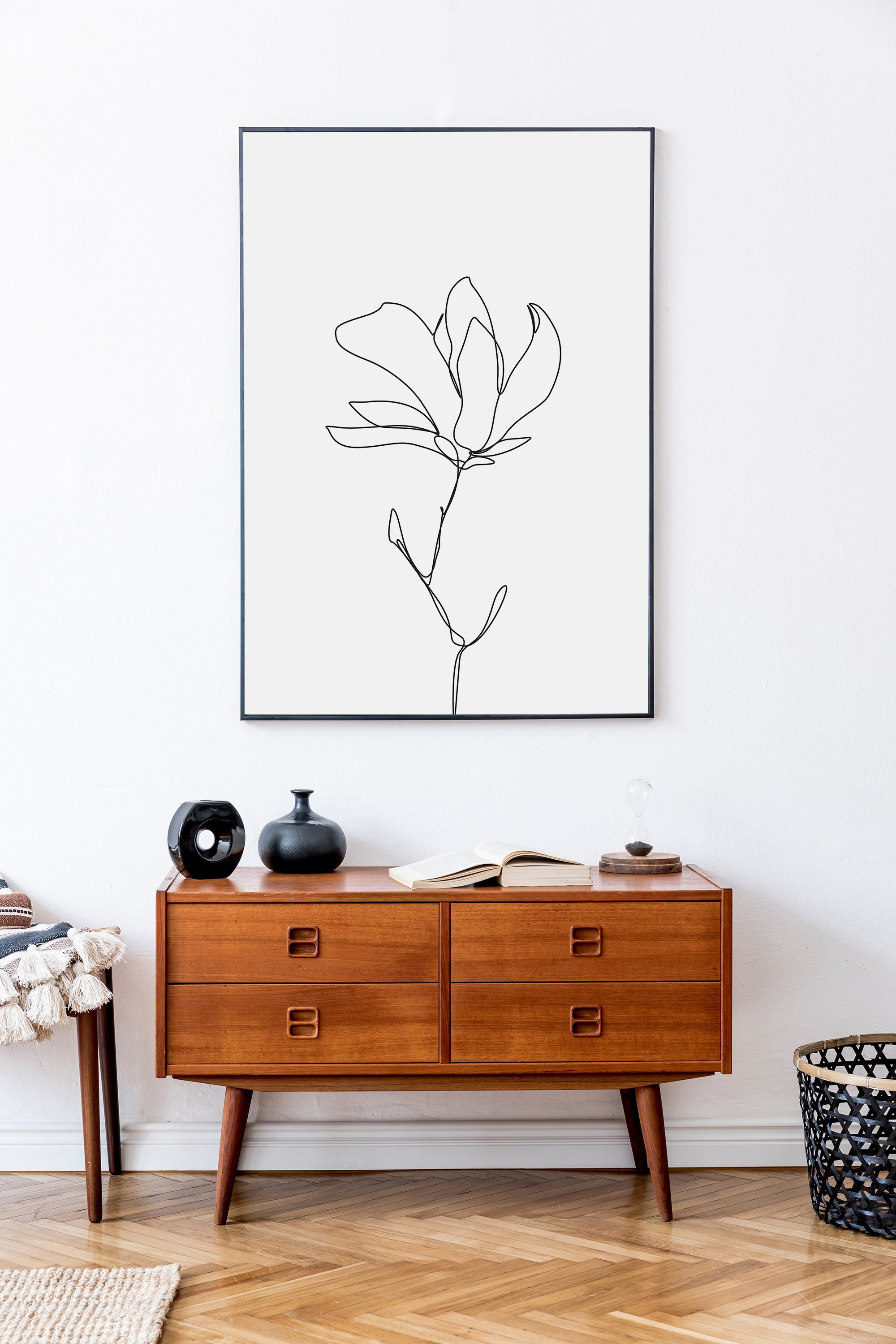 Magnolia Flower One Line Drawing Set of 3, Minimalist Printable Poster ...