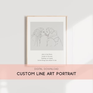 Custom Line Drawing, Line Art Portrait, Line Drawing Art Print, Family Portrait, Custom Portrait, Personalized Gift, Line Drawing From Photo