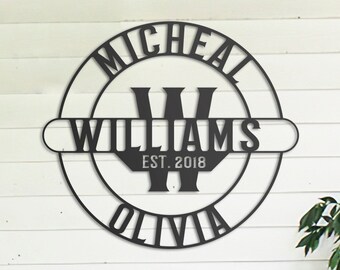 Custom Metal Monogram Sign: Personalized Family Name, Outdoor Decor