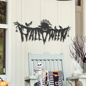 Happy Halloween Metal Wall Art: Front Porch Welcome Sign