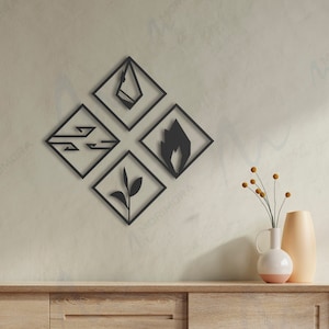 Four Elements Metal Wall Art: Geometric Minimalist Decor