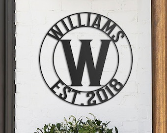 Custom Metal Monogram Sign: Personalized Family Name, Outdoor Decor