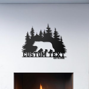 Personalized Bear Family Metal Sign - Custom Woodland Wall Art - Rustic Cabin Decor, Gift for Nature Lovers