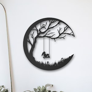 Muurkunst maan, bohokunst aan de muur, boho maan, retrokunst, muurdecoratie woonkamer, decoratie boven de bank, boho maan, retrokunst