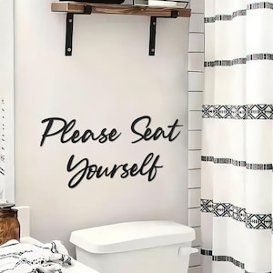 Por favor, siéntese, arte de pared de metal, decoración de pared de baño, decoración de dormitorio, decoración de baño moderno para el hogar, decoración de baño de invitados, regalo de aniversario