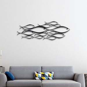 Metall Schwarm von Fischen Wandkunst: Küstennautik Dekor