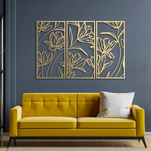 Floral Metal Wall Art Metal Wall Decor Living Room Decor Etsy