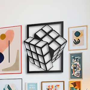Handmade Rubik's Cube Metal Wall Art: Geometric Game Room Decor