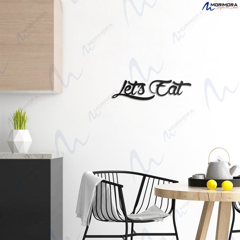 Lets Eat Wall Sign Kitchen Wall Decor Metal Quote Wall Art Etsy