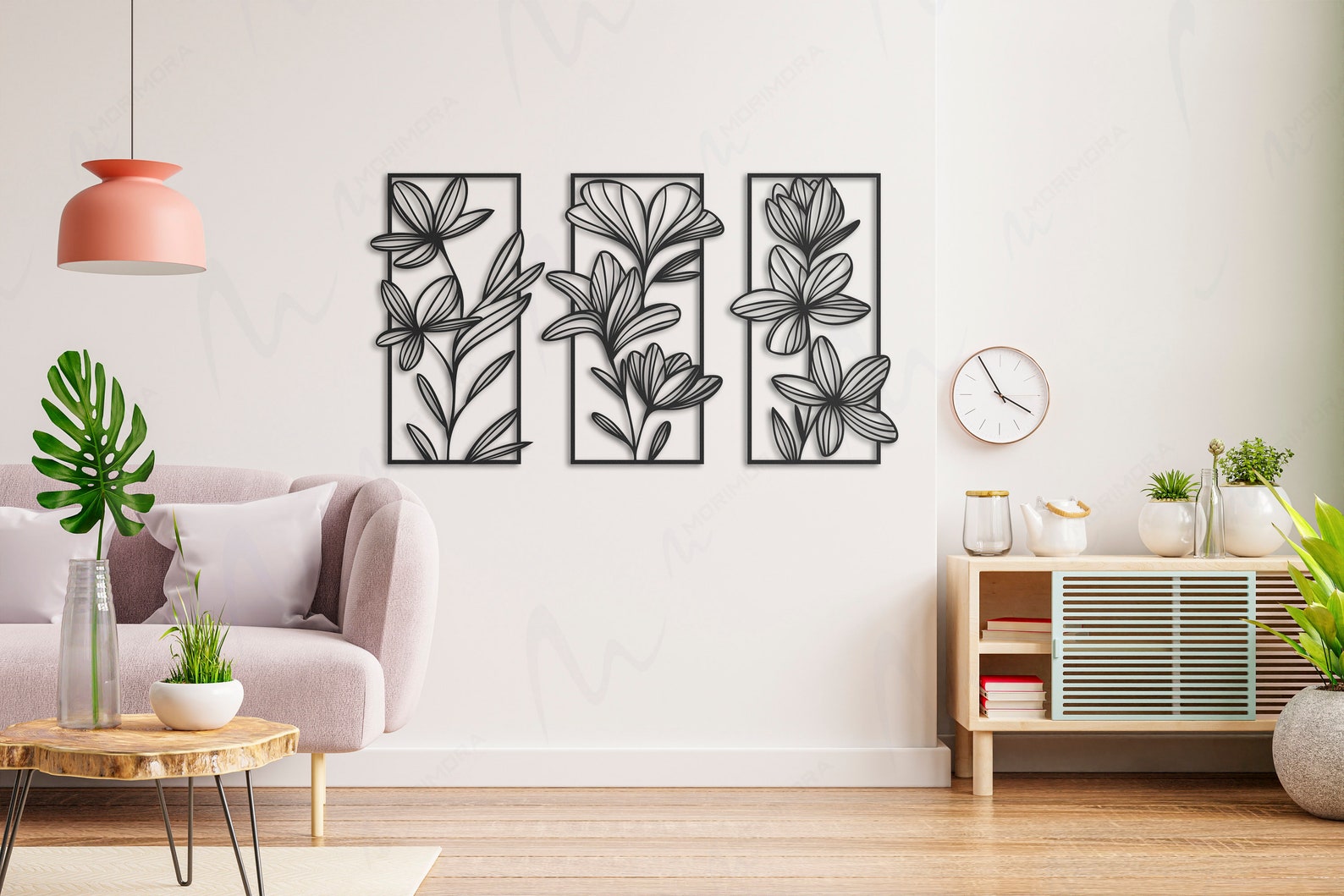 3 Piece Gold Flower Wall Art Floral Metal Wall Decor Bedroom Etsy