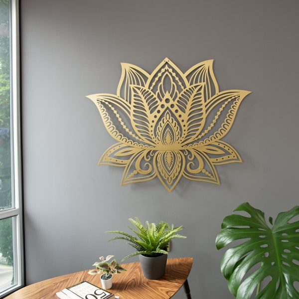 XL Lotus Flower Mandala Metall Wand Kunst, Schlafzimmer Wand Dekor, Wohnzimmer Wand Kunst, Home Decor, Yoga Geschenke, Große Wand Dekoration, Geschenk für Sie