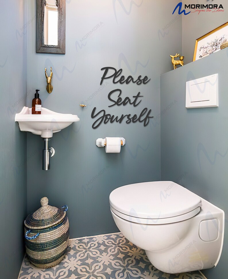 Please Seat Yourself Metal Wall Art Bathroom Wall Decor Etsy