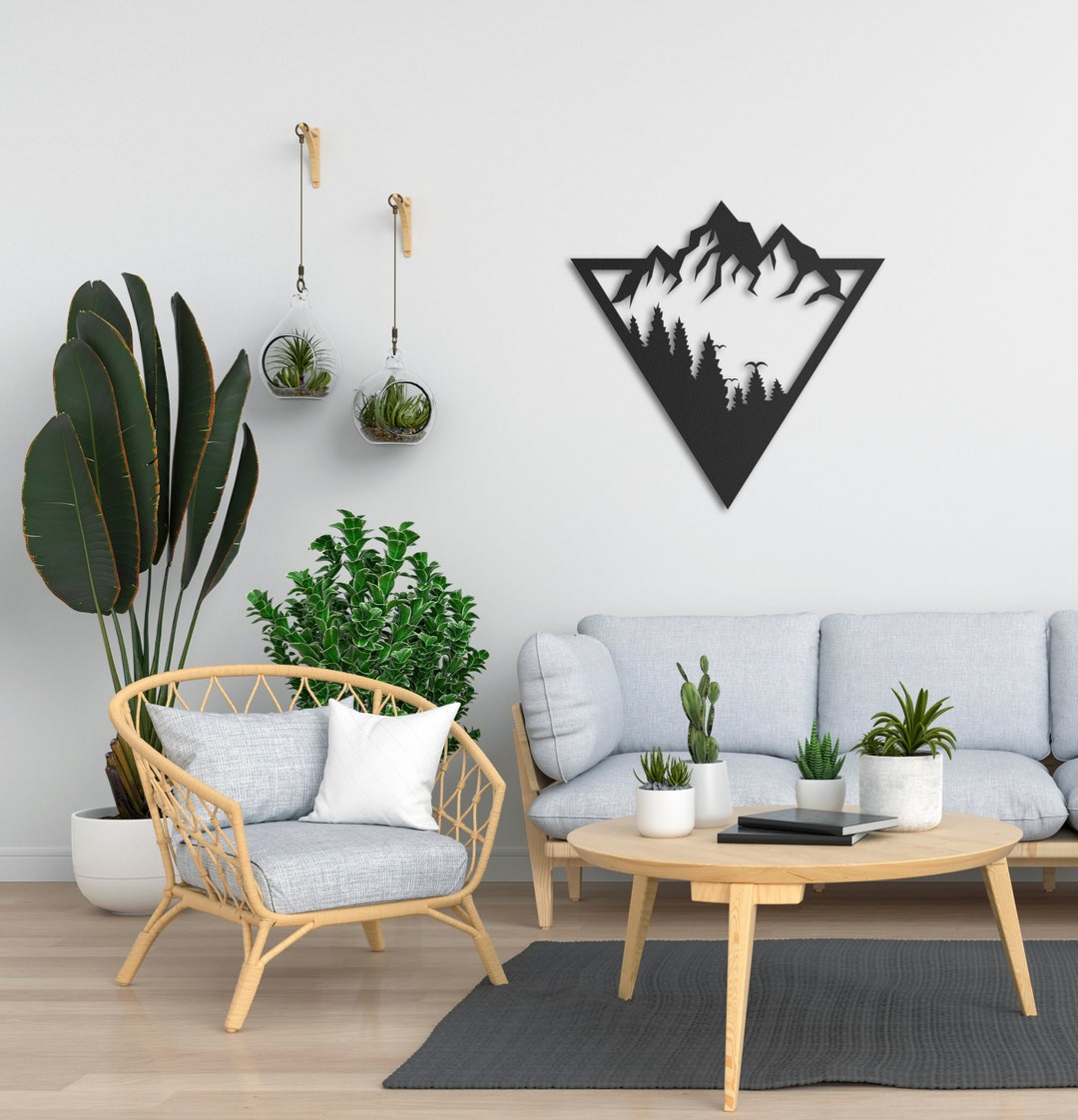 Mountain and Forest Wall Art, Mountain Metal Wall Art, Nature Mountain