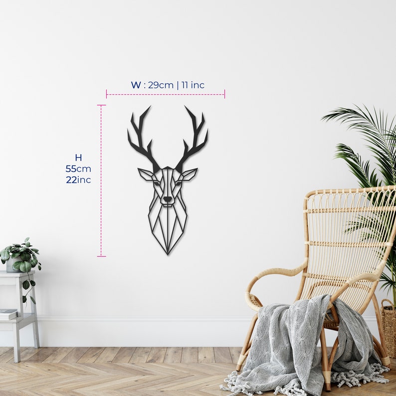Gold Deer Head Geometric Wall Art Deer Skull Wall Decor Etsy