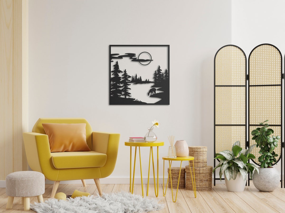 Forest Landscape Metal Wall Art, Metal Wall Decor, Mountain Wall Art