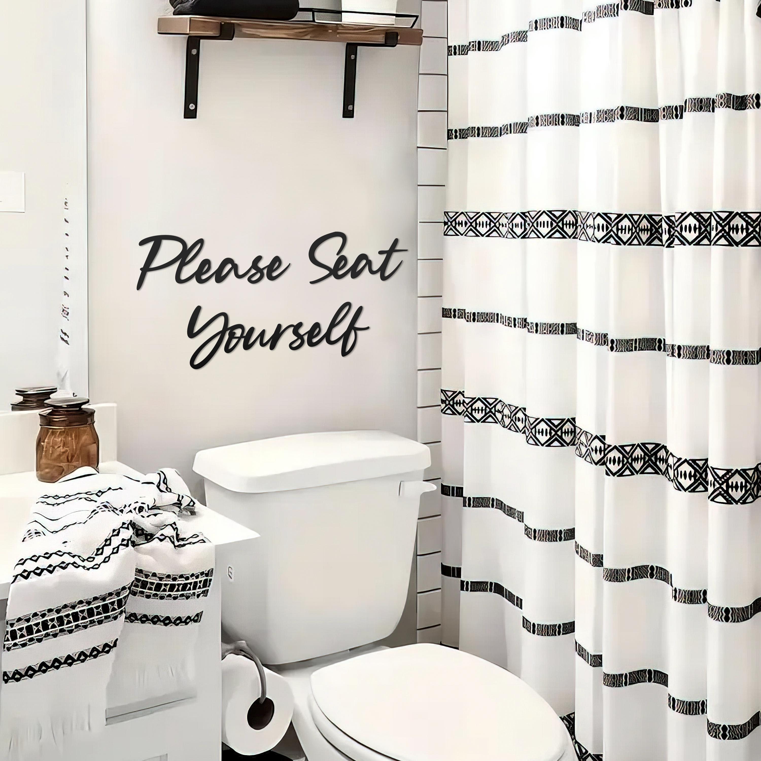 Please Seat Yourself Metal Wall Art: Humorous Bathroom Decor