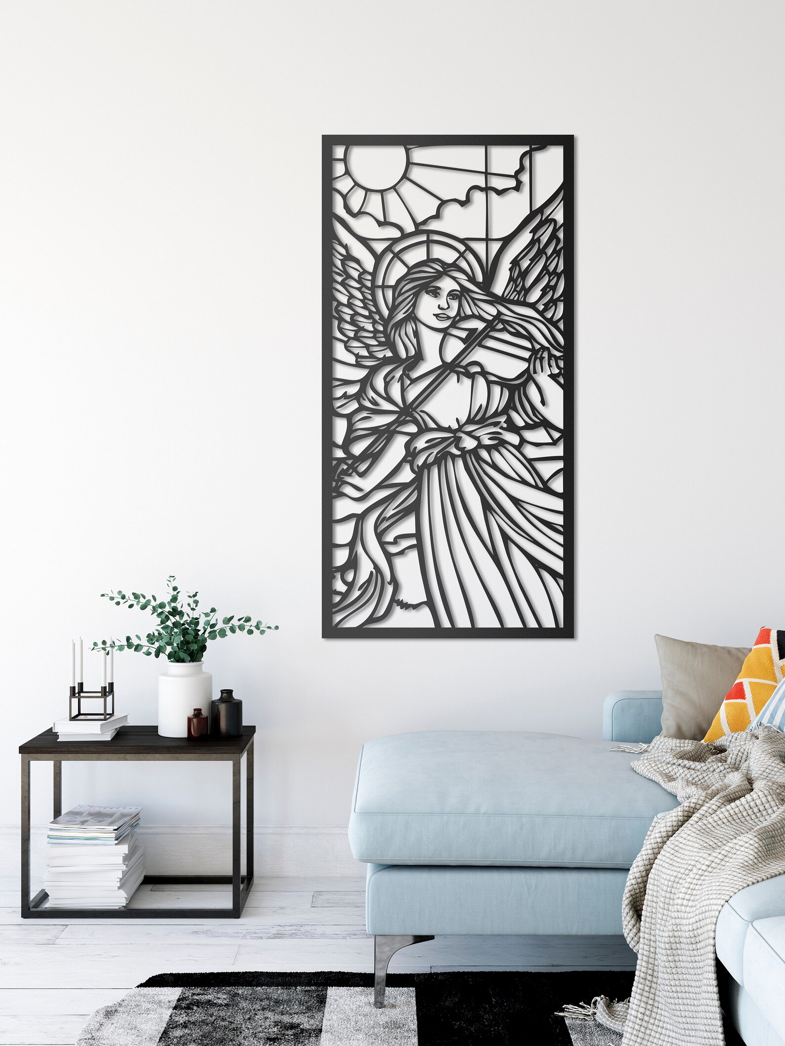 Angel With Violin Metal Wall Art Metal Wall Decor Metal Wall | Etsy