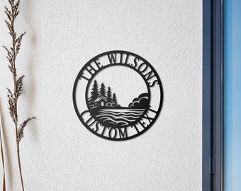 Custom Lake House Metal Sign: Personalized Cabin Wall Art