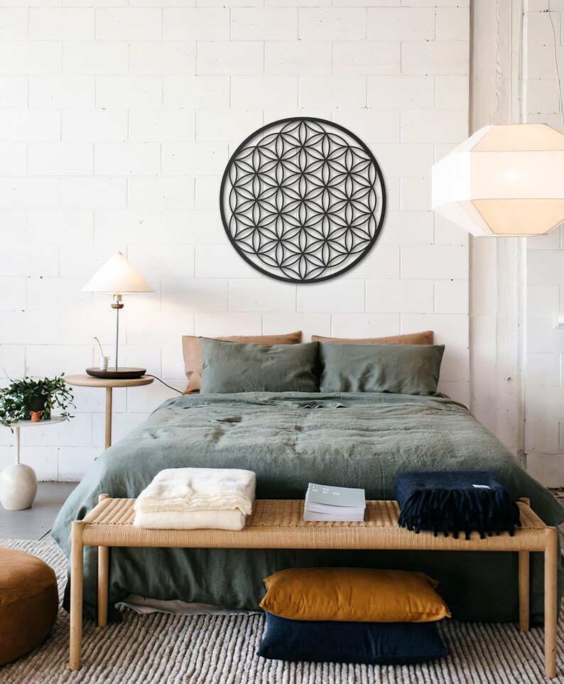 Flower of Life Metal Wall Art Bedroom Wall Decor Livingroom Etsy