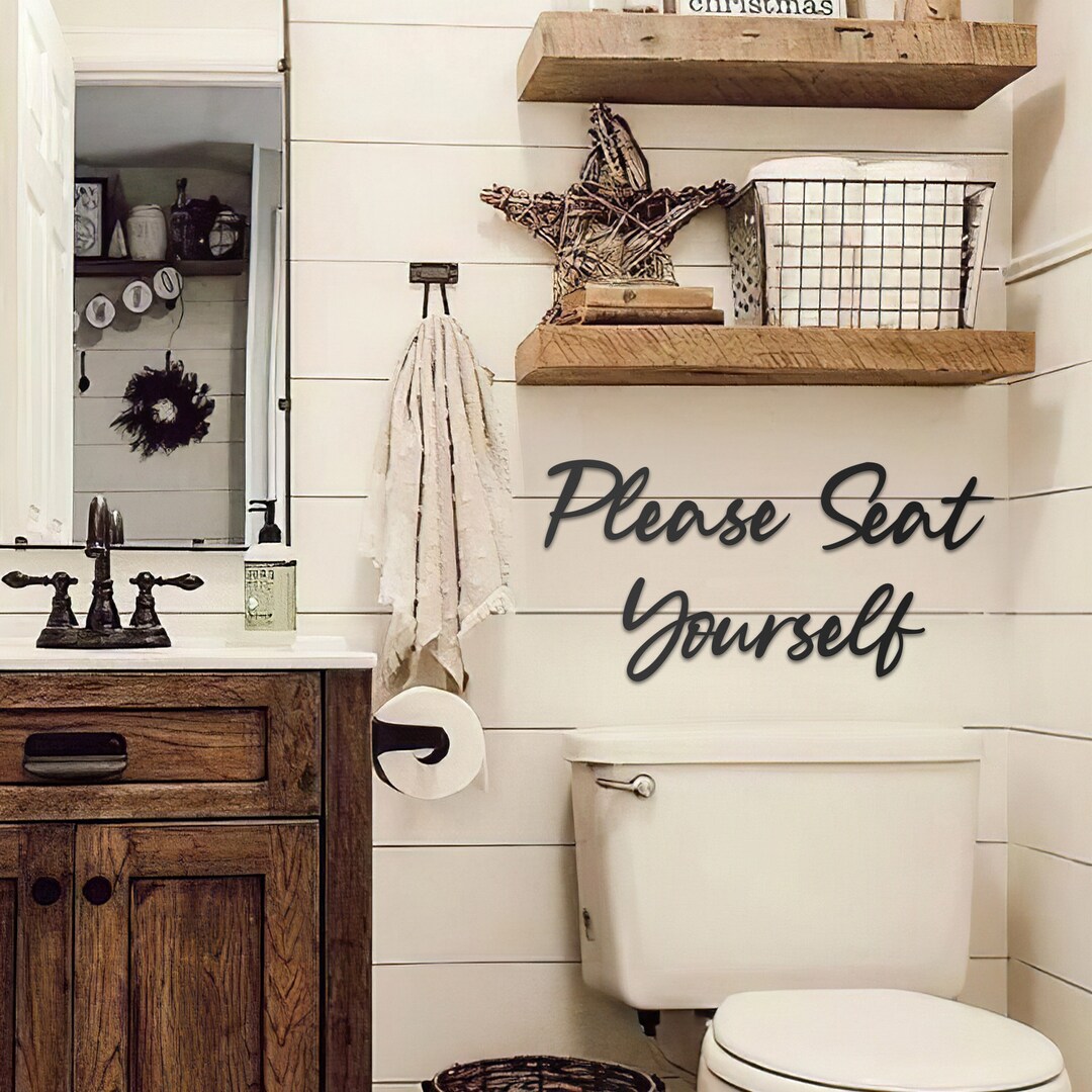 Please Seat Yourself Metal Wall Art, Bathroom Wall Decor, Bedroom Decor ...