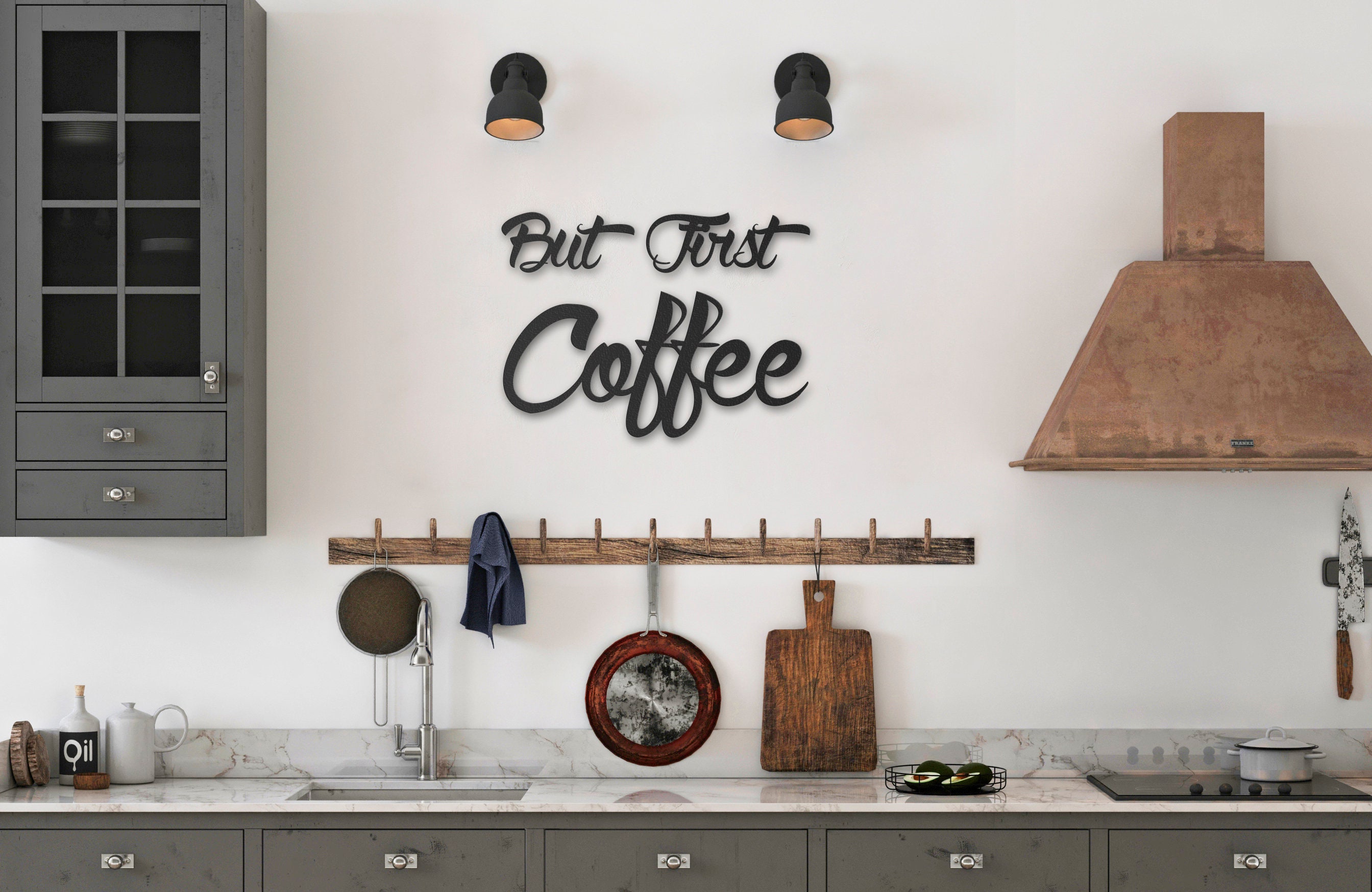 But First Coffee Metal Wall Decor Kitchen Wall Decor Coffee Etsy
