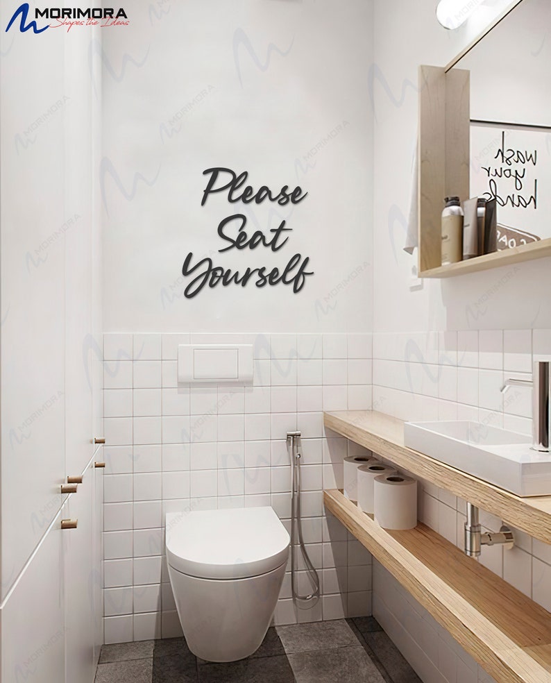 Please Seat Yourself Metal Wall Art Bathroom Wall Decor Etsy