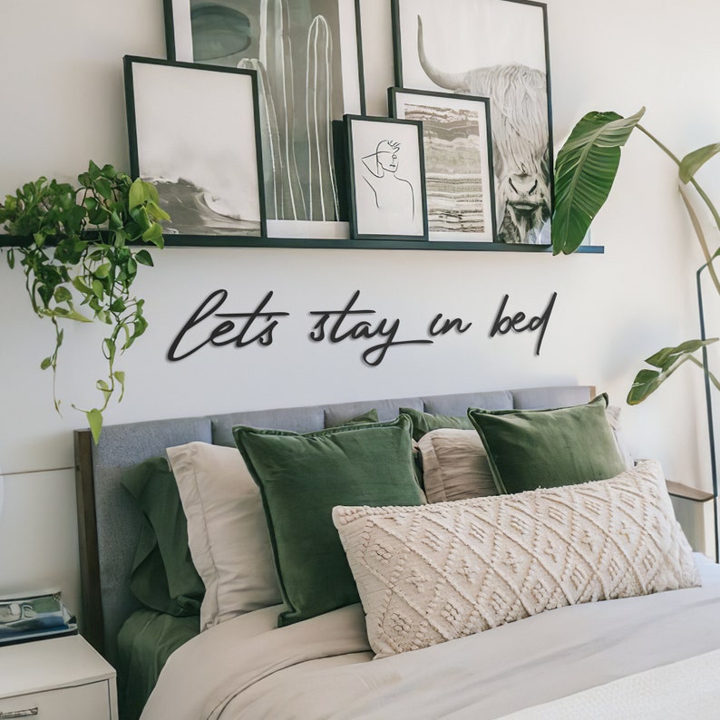 Let's Stay in Bed, Metal Sign, Metal Wall Decoration, Metal Art, Wall Hangings, Quote Wall Art, Metal Sign, Wall Sign, Housewarming Gift image 7