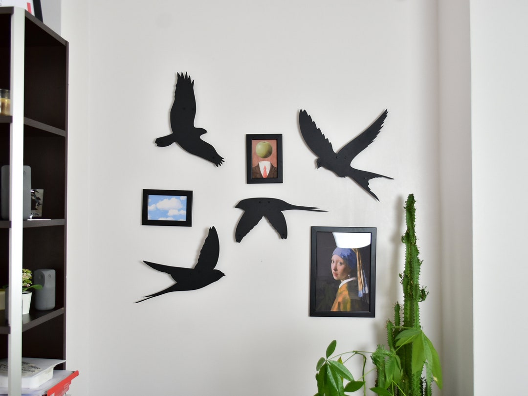 Metal Birds Wall Art Set of 4, Nature-inspired Living Room Decor ...