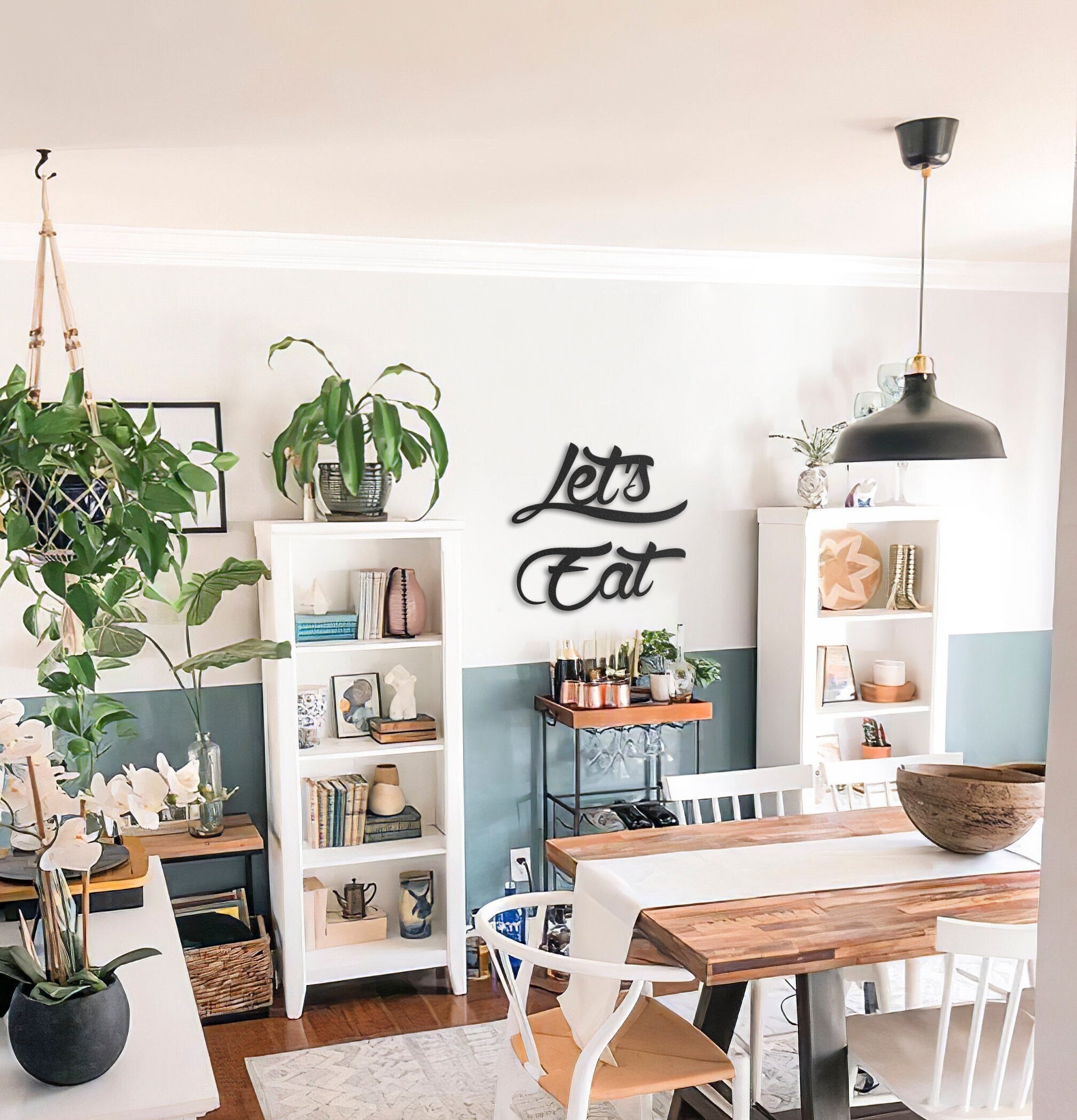 Lets Eat Wall Sign Kitchen Wall Decor Metal Quote Wall Art Etsy