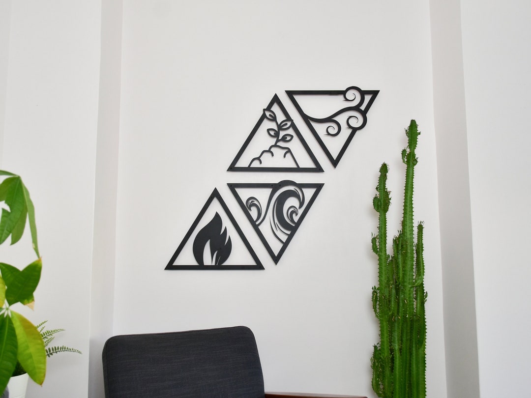 4 Elements of Nature Signs,four Elements Metal Wall Decor, Soil, Fire