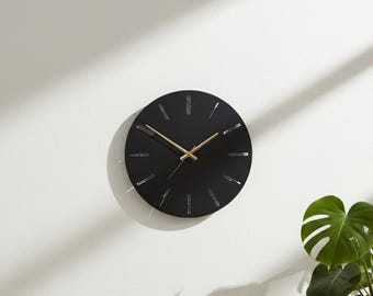 Futuristische Wanduhr, modernes schwarzes Dekor für Tech-Büro, einzigartiges Architekt Geschenk, minimalistische Sci-Fi-Kunst für Manneshöhle oder Studio